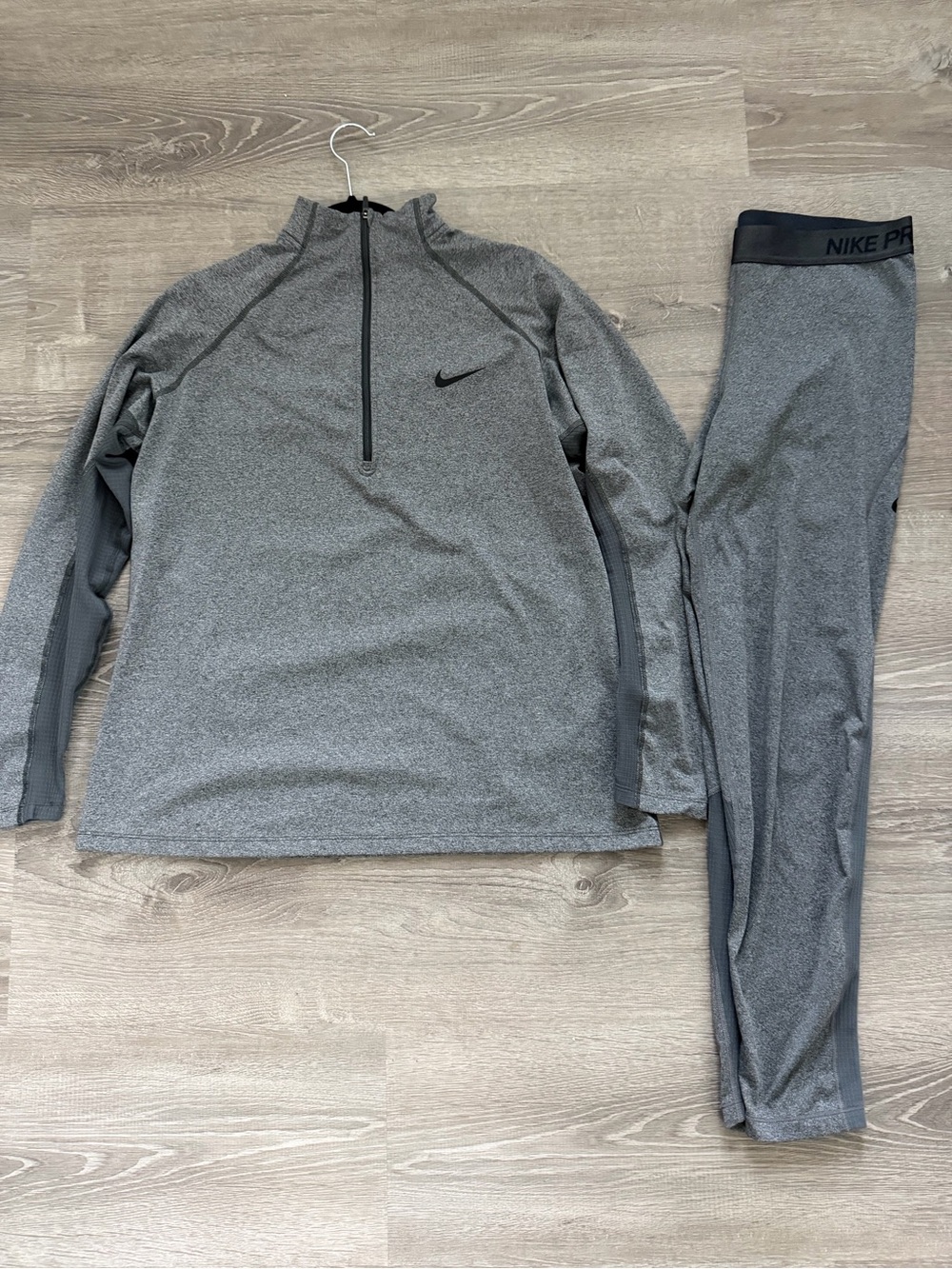 Nike Gray Half-Zip Pullover with Matching Gray Performance Leggings